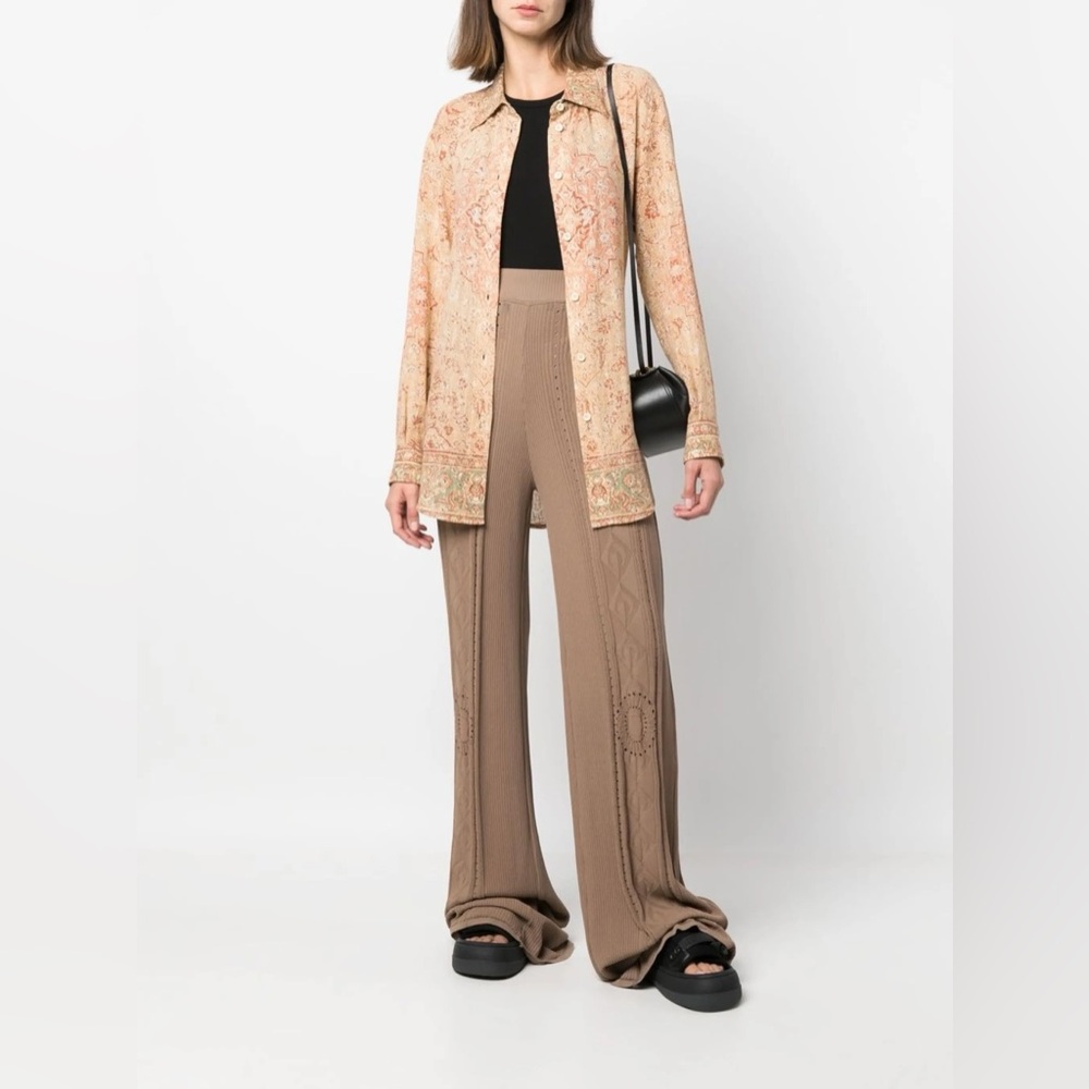 Marine Serre Neutral Pointelle Knit Trousers Beige XXL Unisex $895 NWT!